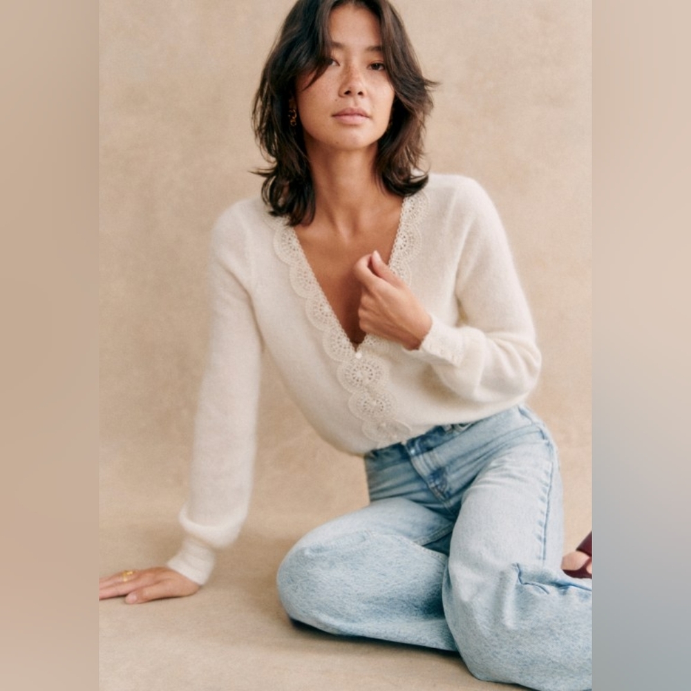 Sezane Cardigan Sweater Ecru - Size Small